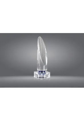 Trofeo cristal forma prisma circular y base