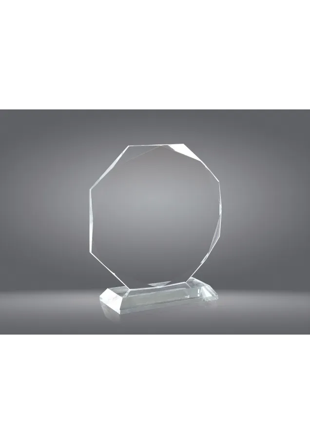 Trofeo cristal forma octogonal base rectangular