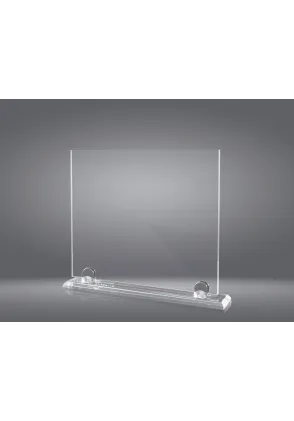 Trofeo cristal forma rectangular soporte aluminio