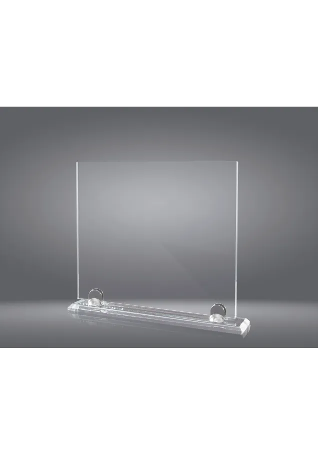 Trofeo cristal forma rectangular soporte aluminio
