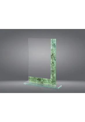Trofeo cristal rectangular detalle verde