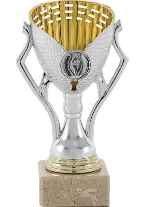 Premio copa plateada/oro portadisco central