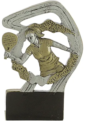 Trofeo deportivo en resina pádel mujer