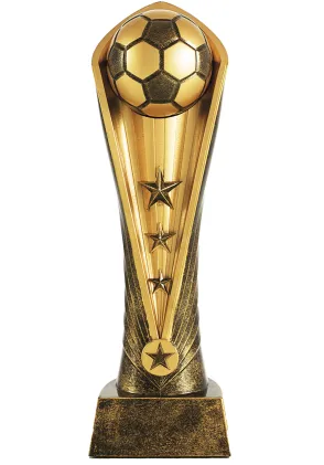 Trofeo balón fútbol resina dorado
