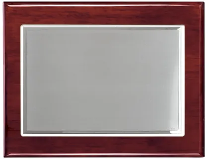 Placa homenaje bañado en plata forma rectangular y marco doble