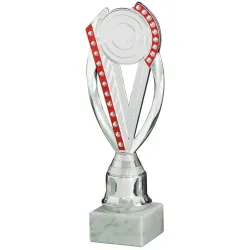 Trofeo de Reconocimiento Rojo con Diseño Moderno y Base de Mármol