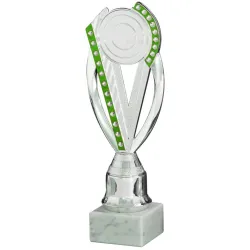 Trofeo de Reconocimiento Verde con Diseño Moderno y Base de Mármol