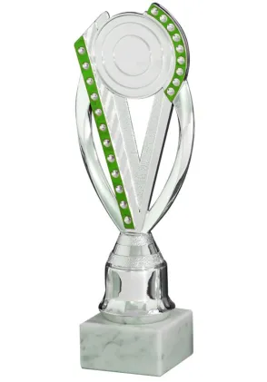 Trofeo de Reconocimiento Verde con Diseño Moderno y Base de Mármol