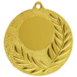 Medalla de metal dorada con laurel