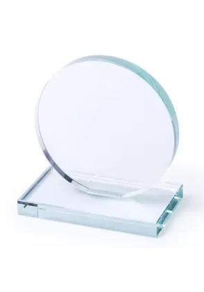 Trofeo de Cristal Circular con Base Plana