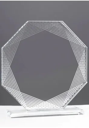 Trofeo Octogonal de Cristal marcado