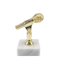 Trofeo de Micrófono Dorado con Base de Mármol – Premio para Cantantes y Oradores 🎤🏆