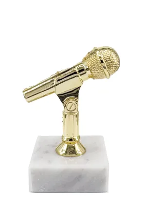 Trofeo de Micrófono Dorado con Base de Mármol – Premio para Cantantes y Oradores 🎤🏆