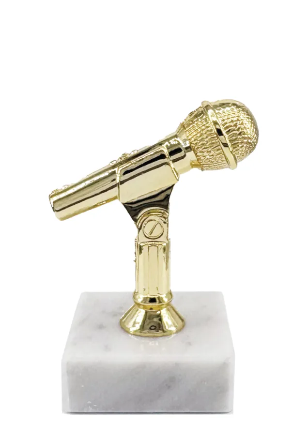Trofeo de Micrófono Dorado con Base de Mármol – Premio para Cantantes y Oradores 🎤🏆