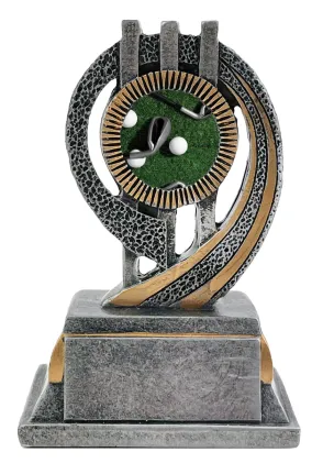 Trofeo de Golf Elegante en Resina con Detalles en Oro y Plata – Premio Deportivo Personalizable