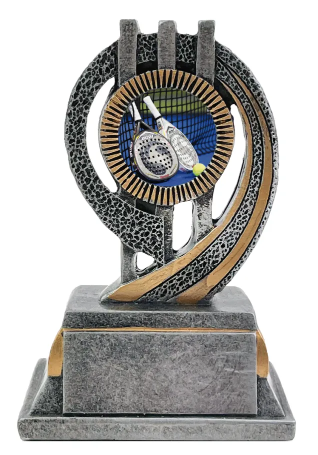 Trofeo de Padel Elegante en Resina con Detalles en Oro y Plata – Premio Deportivo Personalizable