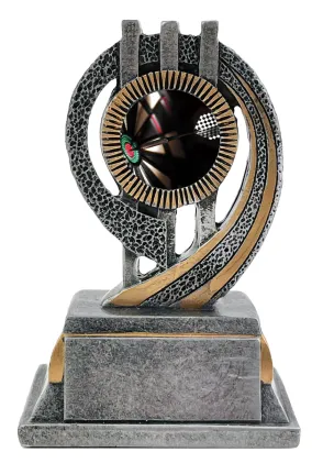 Trofeo de Dardos Elegante en Resina con Detalles en Oro y Plata – Premio Deportivo Personalizable
