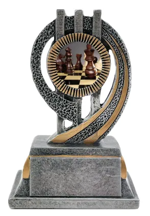 Trofeo de Ajedrez Elegante en Resina con Detalles en Oro y Plata – Premio Deportivo Personalizable