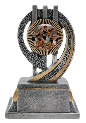 Trofeo de Cross Elegante en Resina con Detalles en Oro y Plata – Premio Deportivo Personalizable