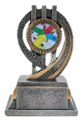 Trofeo de Parchis Elegante en Resina con Detalles en Oro y Plata – Premio Deportivo Personalizable