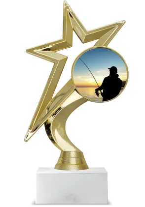 Trofeo de Pesca Deportivo en Oro con Base de Mármol – Premio Personalizable 🎣🏆