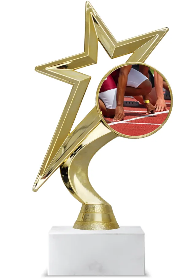 Trofeo de Cross Deportivo en Oro con Base de Mármol – Premio Personalizable 🏆