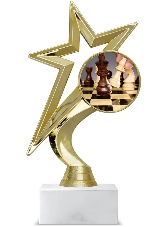 Trofeo de Ajedrez Deportivo en Oro con Base de Mármol – Premio Personalizable 🏆