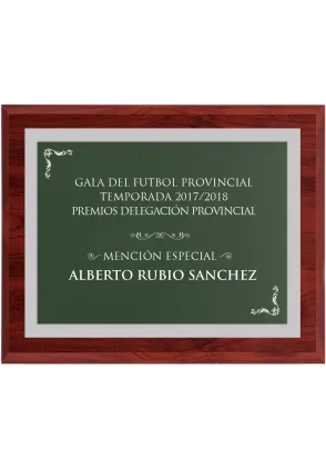 Placa de Reconocimiento verde con Placa Metálica Personalizable