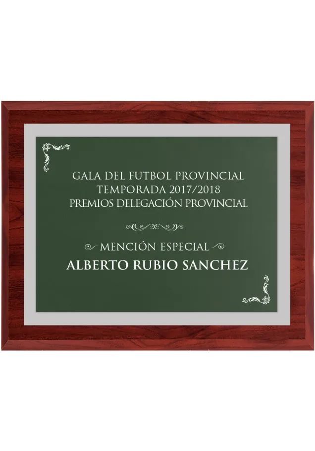 Placa de Reconocimiento verde con Placa Metálica Personalizable