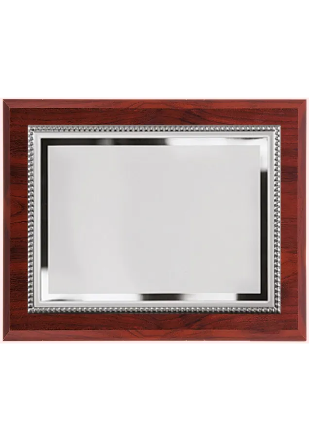 Placa de Reconocimiento de Madera y Metal – Personalizable plata