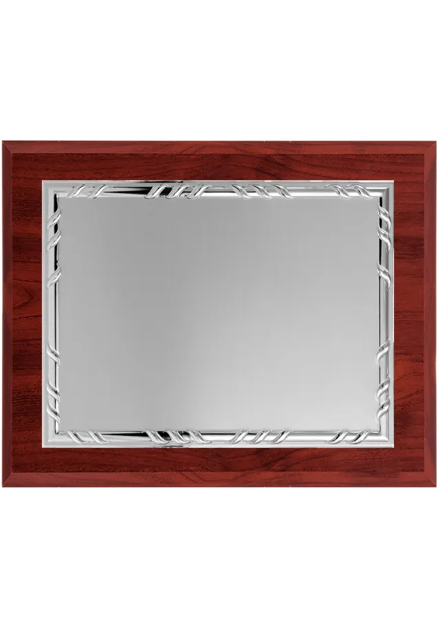 Placa de Reconocimiento de Madera y Metal estilo antiguo plata
