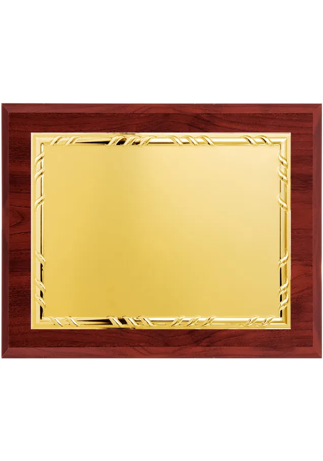 Placa de Reconocimiento de Madera y Metal estilo antiguo dorado